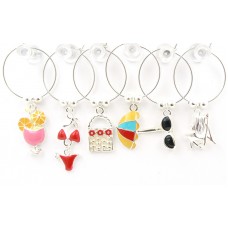 Beach Holiday Wine Glass Charms - Set of 6