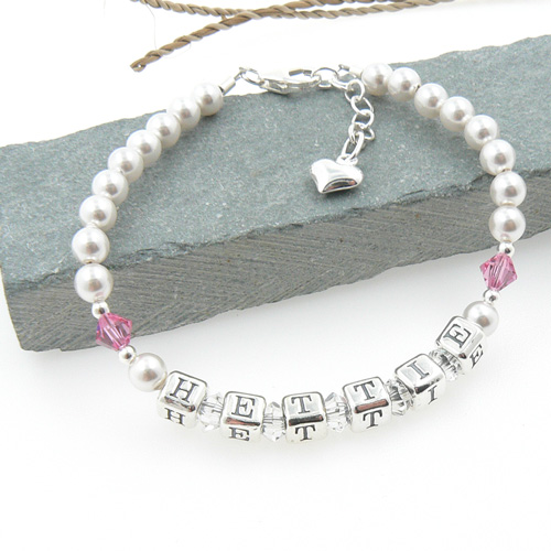 Silver Name Bracelet Birthstone Crystal Occasions Emporium