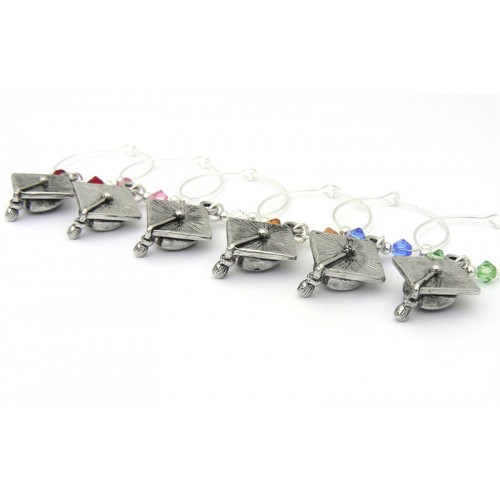 Graduation Cap Wine Glass Charms Set of 6 Occasions