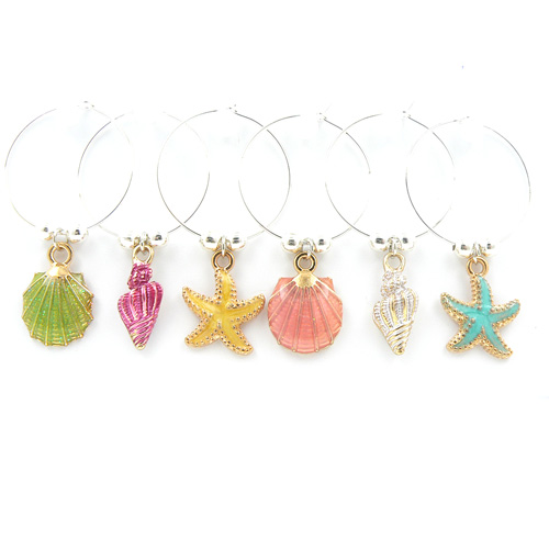 Seashell and Starfish Wine Glass Charms Occasions Emporium